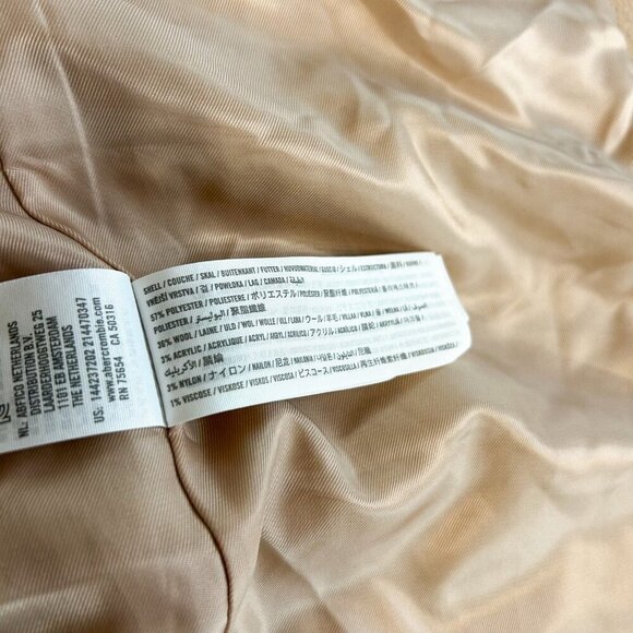 Abercrombie & Fitch Wool Blend Dad Coat Beige Tan Women’s Small Petite - Picture 9 of 10